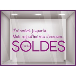 Sticker Soldes Plus d'Excuses Vitrophanie Stickers Adhésif Amusant Déco vitrine boutique