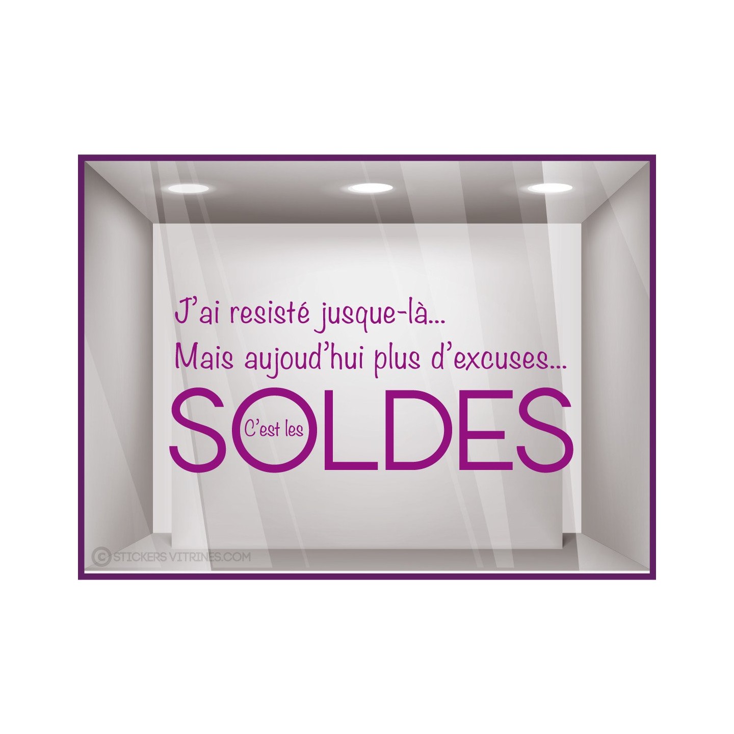 Sticker Soldes Plus d'Excuses Vitrophanie Stickers Adhésif Amusant Déco vitrine boutique