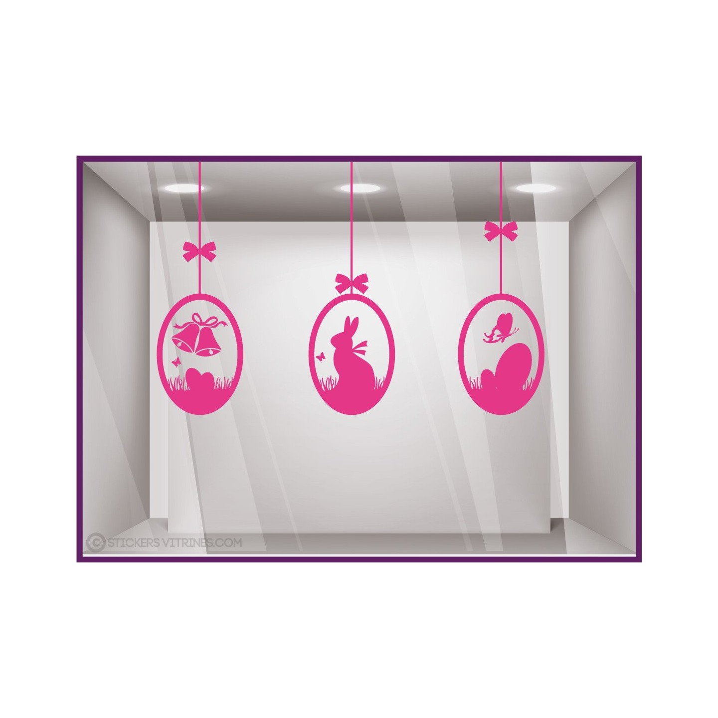Kit de stickers Oeuf de Pâques Guirlande Fleuriste Chocolatier Boulangerie Lapin Cloches Noeuds