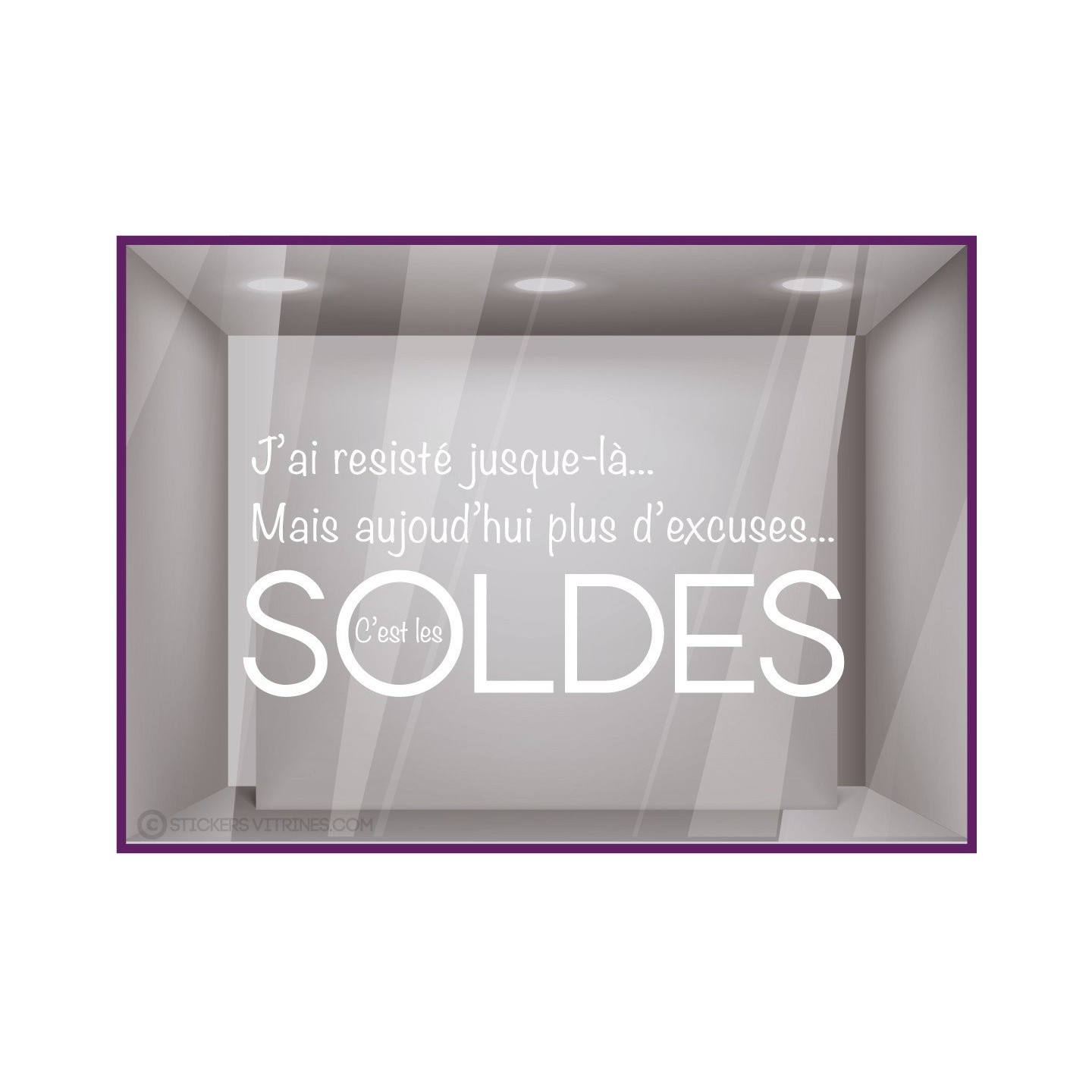 Sticker Soldes Plus d'Excuses Vitrophanie Stickers Adhésif Amusant Déco vitrine boutique
