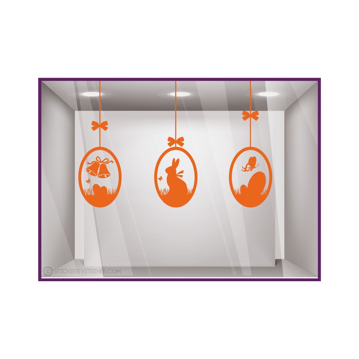 Kit de stickers Oeuf de Pâques Guirlande Fleuriste Chocolatier Boulangerie Lapin Cloches Noeuds