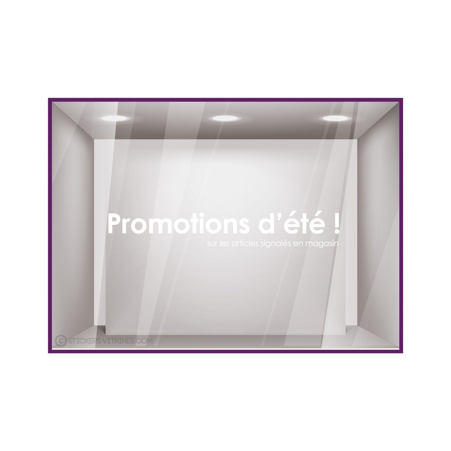 Sticker Promotion d'Eté vitrophanie adhésif autocollant vitrine calicot mode bord de mer maroquinerie soldes destockage braderie