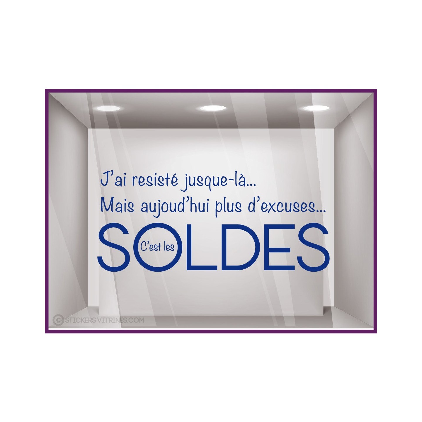 Sticker Soldes Plus d'Excuses Vitrophanie Stickers Adhésif Amusant Déco vitrine boutique