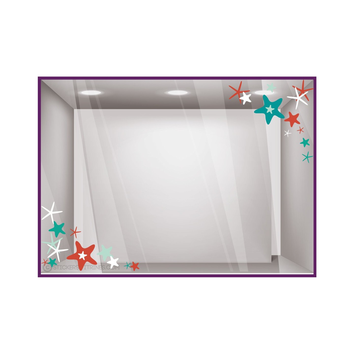 Stickers Coquillages été calicot vitrine adhésif autocollant vitrophanie commerce magasin vitrophanie mer mode parfumerie 