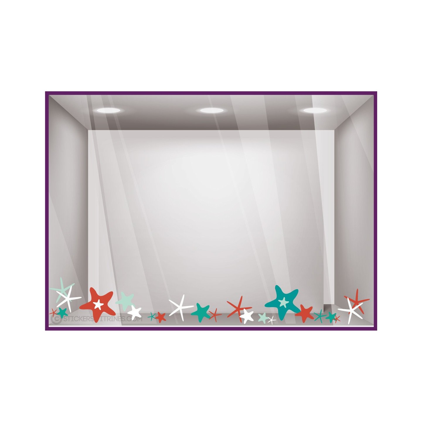 Stickers Coquillages été calicot vitrine adhésif autocollant vitrophanie commerce magasin vitrophanie mer mode parfumerie 