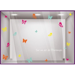 Kit de Stickers Sur un Air de Printemps papillon mode fleuriste maroquinerie devanture lettrage adhesif vitrophanie 