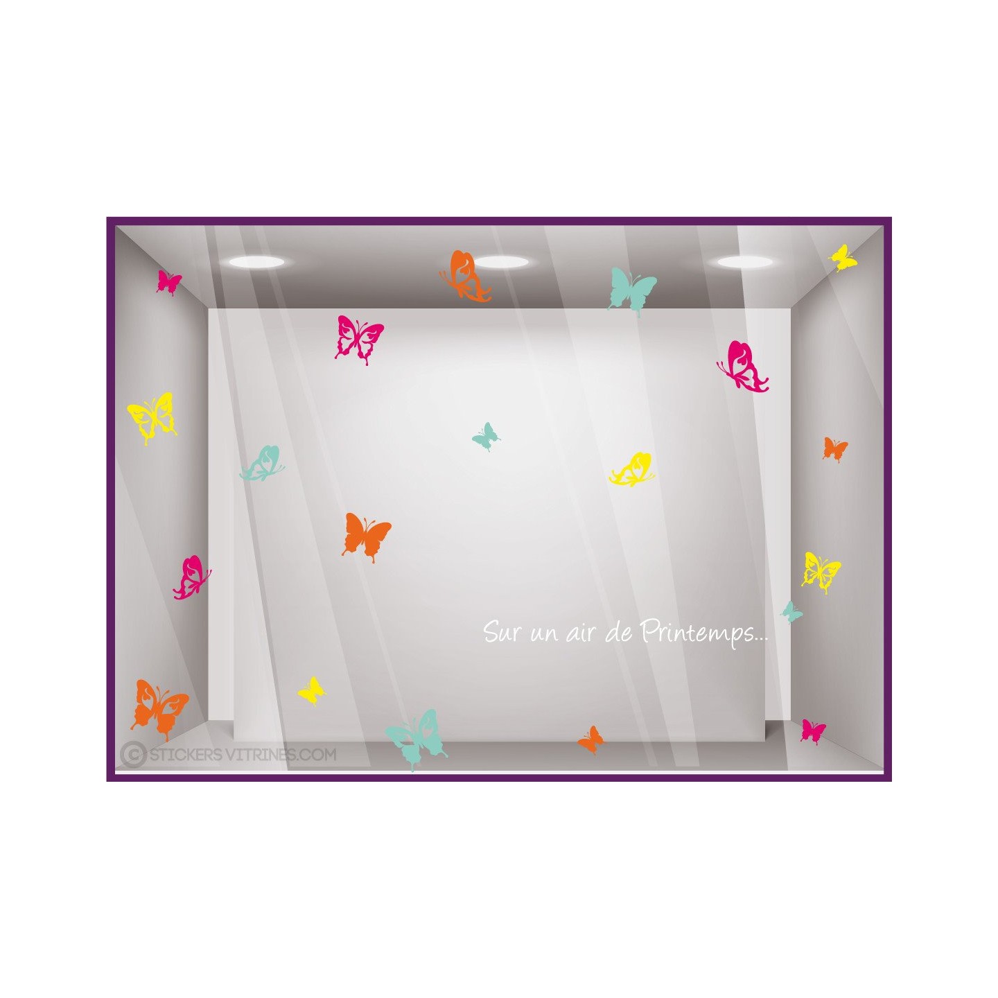 Kit de Stickers Sur un Air de Printemps papillon mode fleuriste maroquinerie devanture lettrage adhesif vitrophanie 