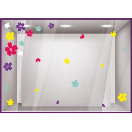 Stickers Fleurs Multicolores été devanture calicot enseigne vitrophanie adhésif autocollant