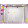 Stickers Fleurs Multicolores été devanture calicot enseigne vitrophanie adhésif autocollant