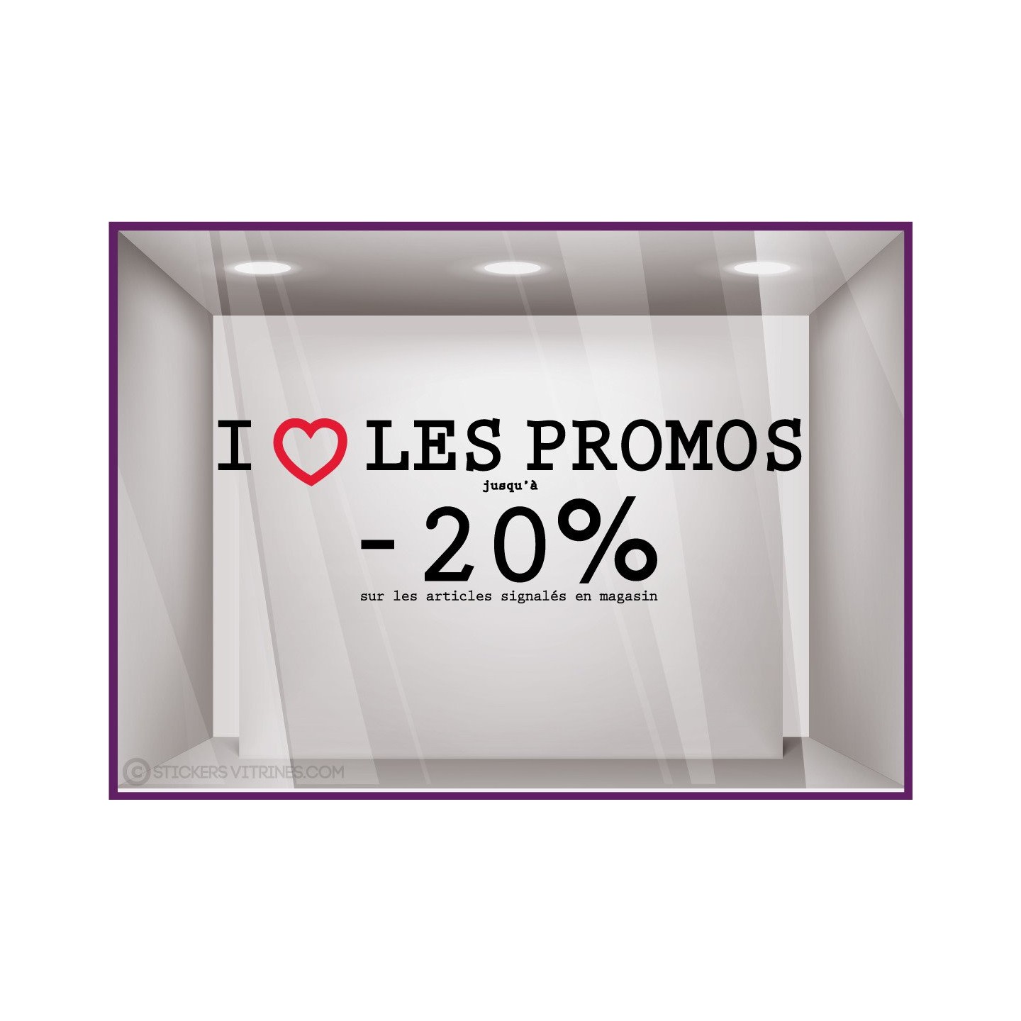 Sticker I Love les Promos été vitrophanie signalétique braderie destockage liquidation soldes vitrines 