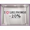 Sticker I Love les Promos été vitrophanie signalétique braderie destockage liquidation soldes vitrines 