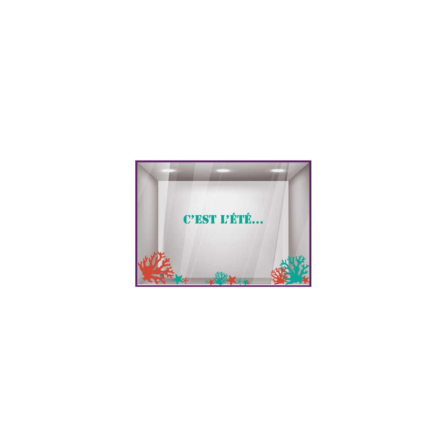 Kit de Stickers C'est L'été vitrophanie adhésif calicot vitrine mode bord de mer parfumerie beaute opticien 