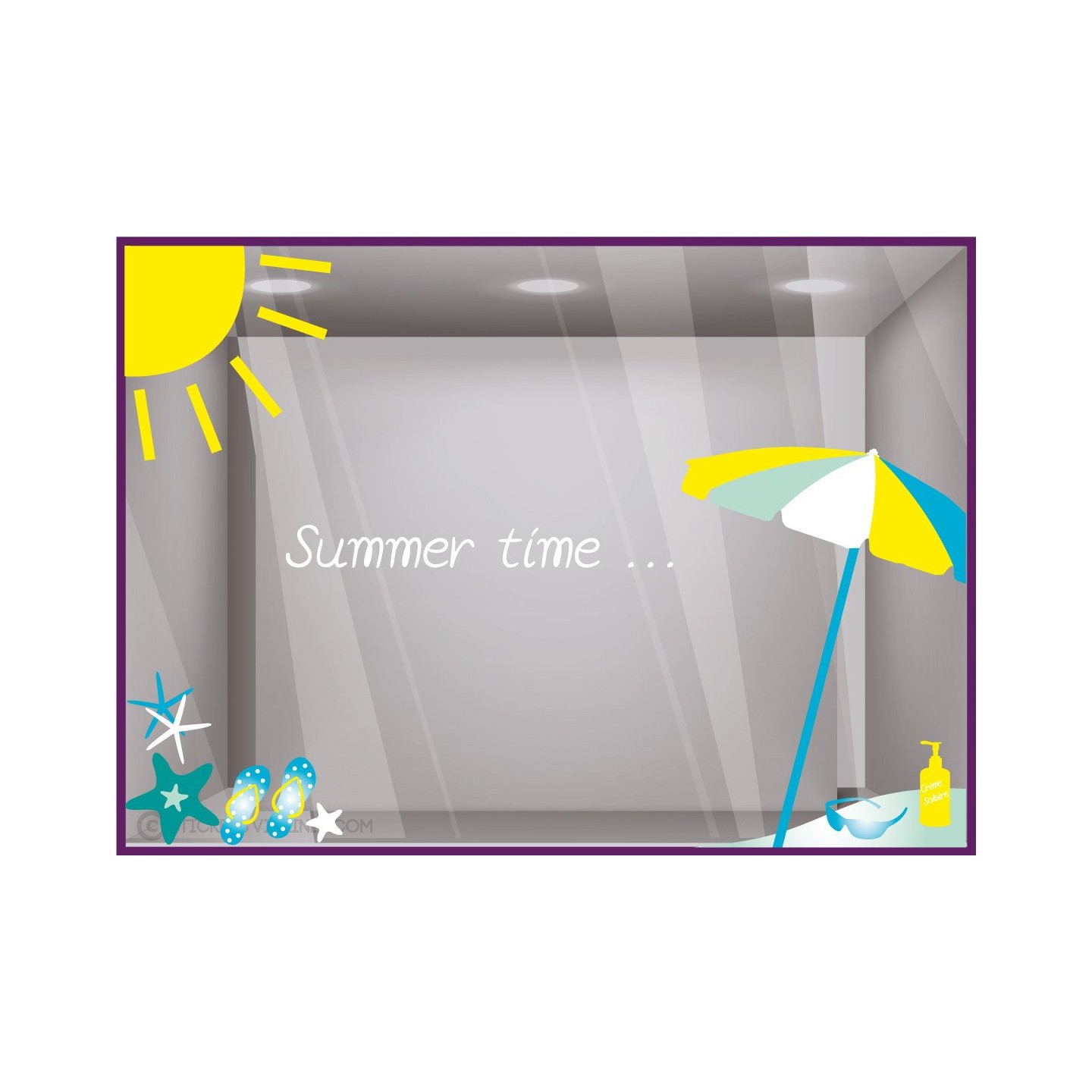 Kit de Stickers Vacances ete bord de mer pharmacie opticien mode vitrophanie calicot devanture enseigne lettrage adhesif