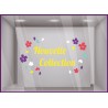 Sticker Nouvelles Collections Fleurs adhésif autocollant vitrophanie vitrine boutique magasin devanture