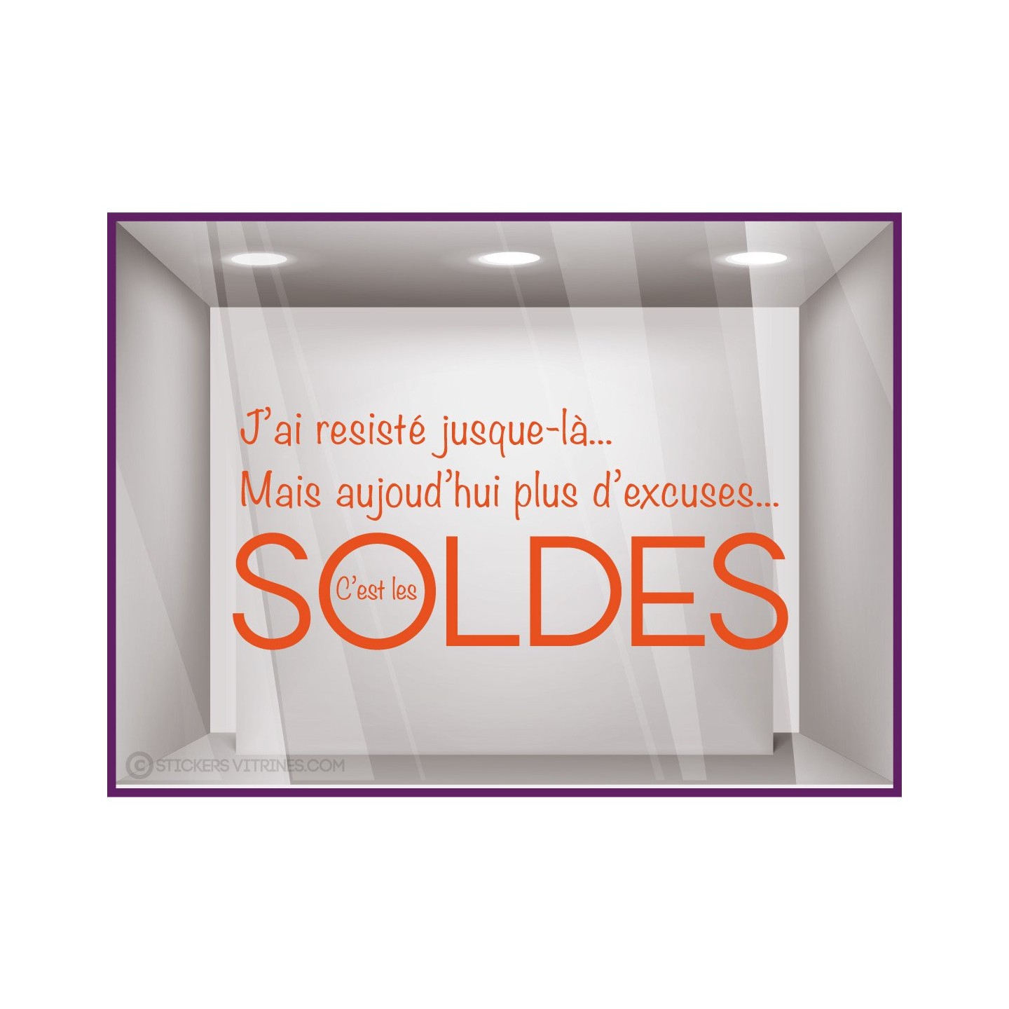 Sticker Soldes Plus d'Excuses Vitrophanie Stickers Adhésif Amusant Déco vitrine boutique