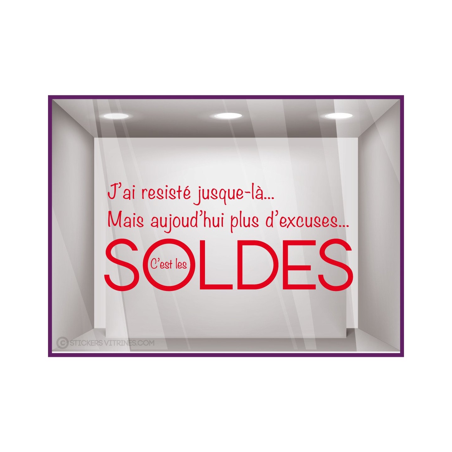 Sticker Soldes Plus d'Excuses Vitrophanie Stickers Adhésif Amusant Déco vitrine boutique