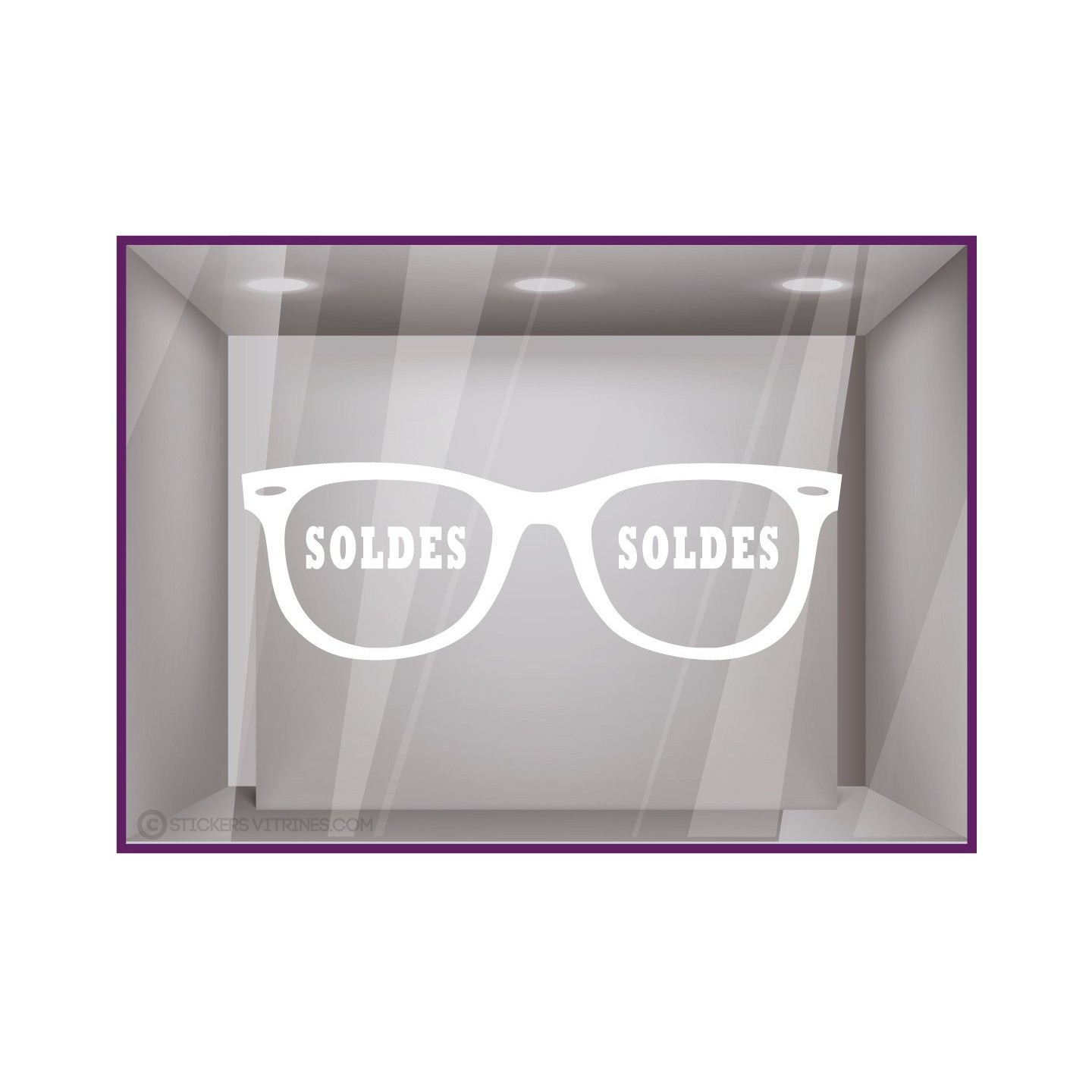 Sticker Soldes Opticien magasin enseigne stickers lunettes lettrage adhésif 