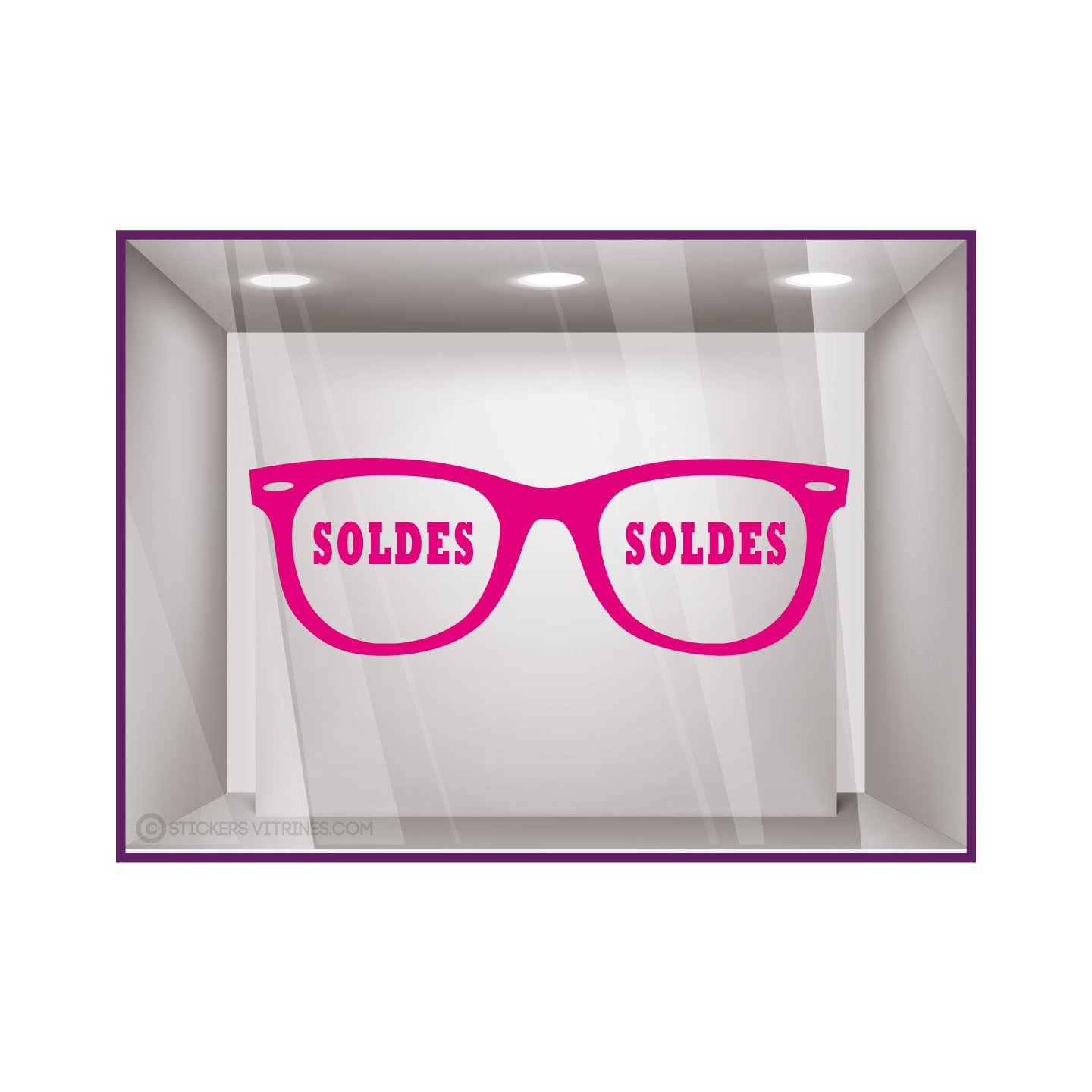 Sticker Soldes Opticien magasin enseigne stickers lunettes lettrage adhésif 