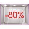 Sticker Jusqu'a -80% soldes promotions destockage braderie mode liquidation boutique vitrine