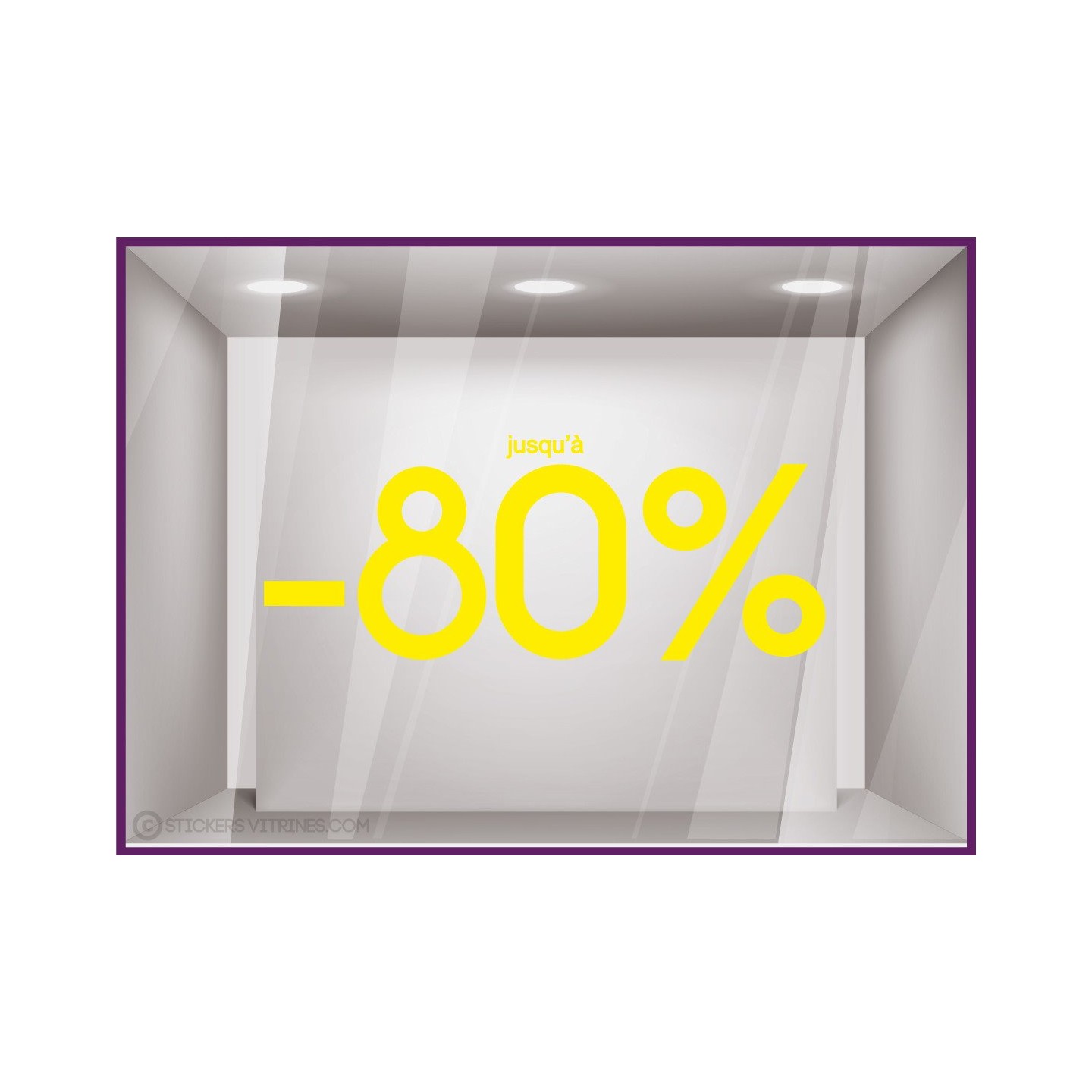 Sticker Jusqu'a -80% soldes promotions destockage braderie mode liquidation boutique vitrine