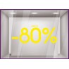 Sticker Jusqu'a -80% soldes promotions destockage braderie mode liquidation boutique vitrine