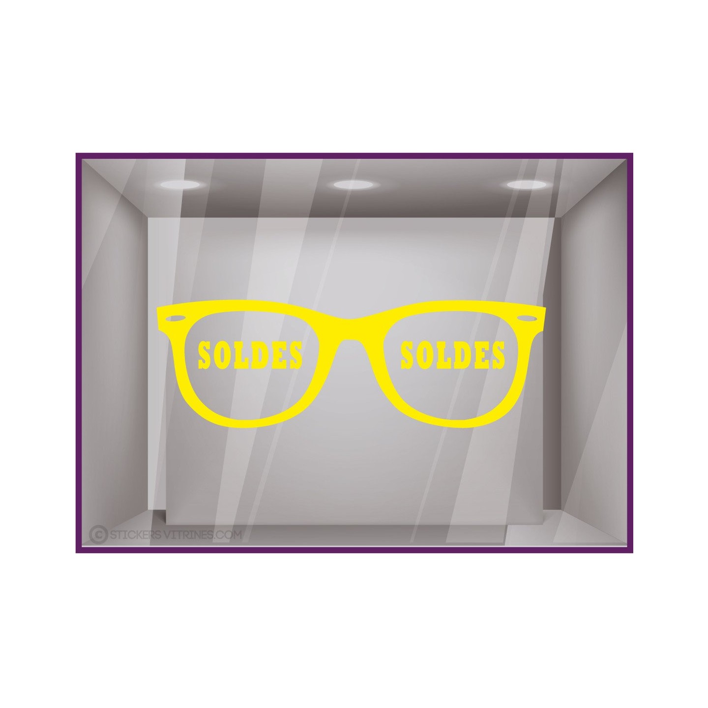 Sticker Soldes Opticien magasin enseigne stickers lunettes lettrage adhésif 