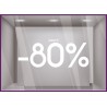 Sticker Jusqu'a -80% soldes promotions destockage braderie mode liquidation boutique vitrine