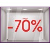 Sticker Jusqu'`a -70% vitrophanie pourcentage soldes promotion vitrine mode opticien lettrage texte devanture