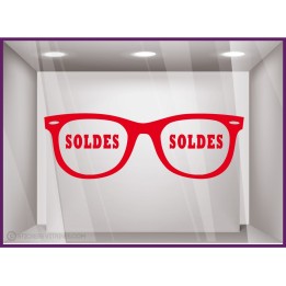 Sticker Soldes Opticien magasin enseigne stickers lunettes lettrage adhésif 