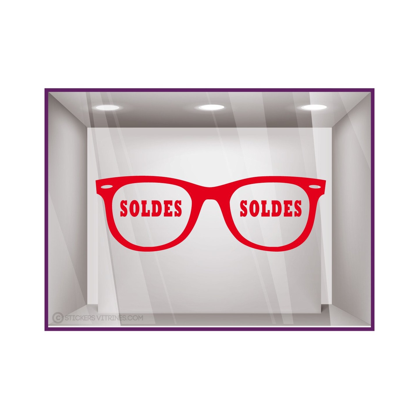 Sticker Soldes Opticien magasin enseigne stickers lunettes lettrage adhésif 