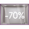 Sticker Jusqu'`a -70% vitrophanie pourcentage soldes promotion vitrine mode opticien lettrage texte devanture