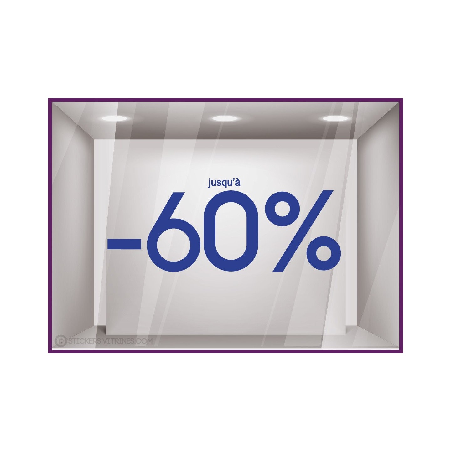 Sticker Jusqu'à -60% soldes vitrine vitrophanie liquidation 