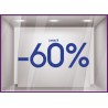 Sticker Jusqu'à -60% soldes vitrine vitrophanie liquidation 