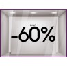 Sticker Jusqu'à -60% soldes vitrine vitrophanie liquidation 