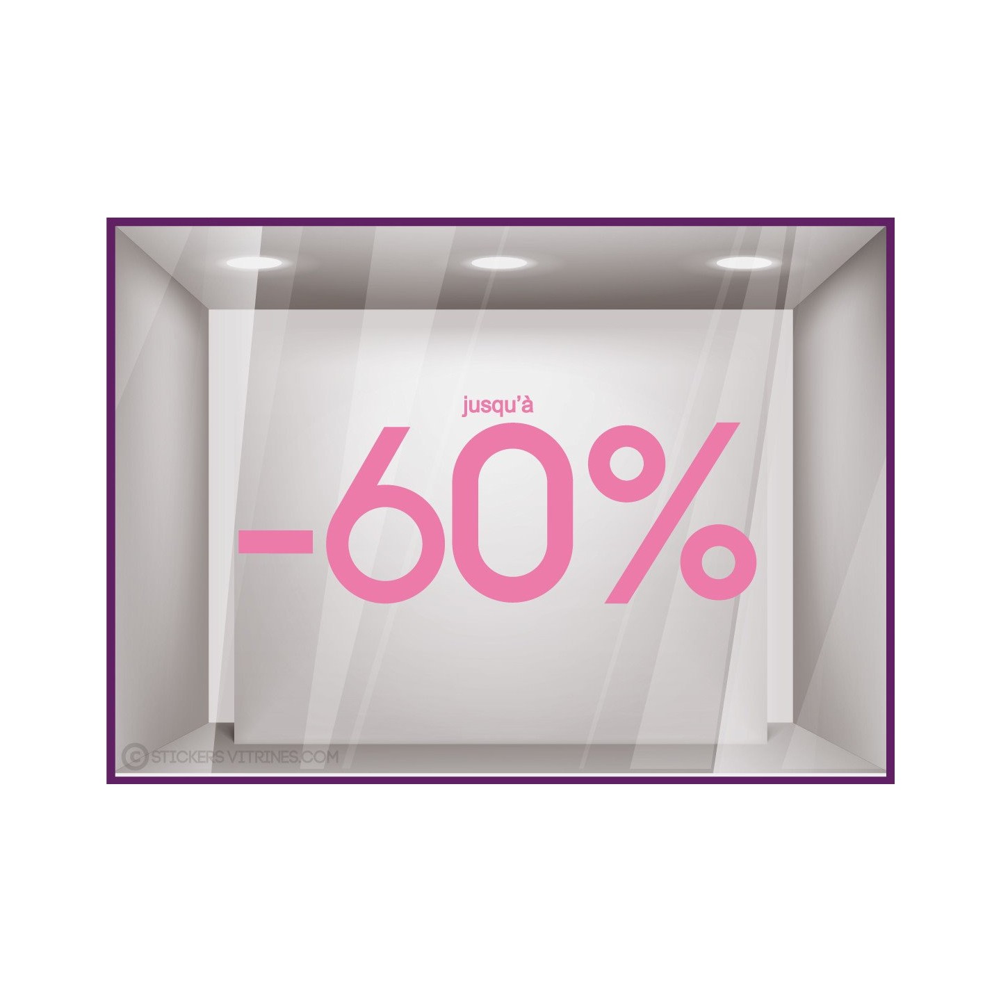 Sticker Jusqu'à -60% soldes vitrine vitrophanie liquidation 