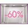 Sticker Jusqu'à -60% soldes vitrine vitrophanie liquidation 