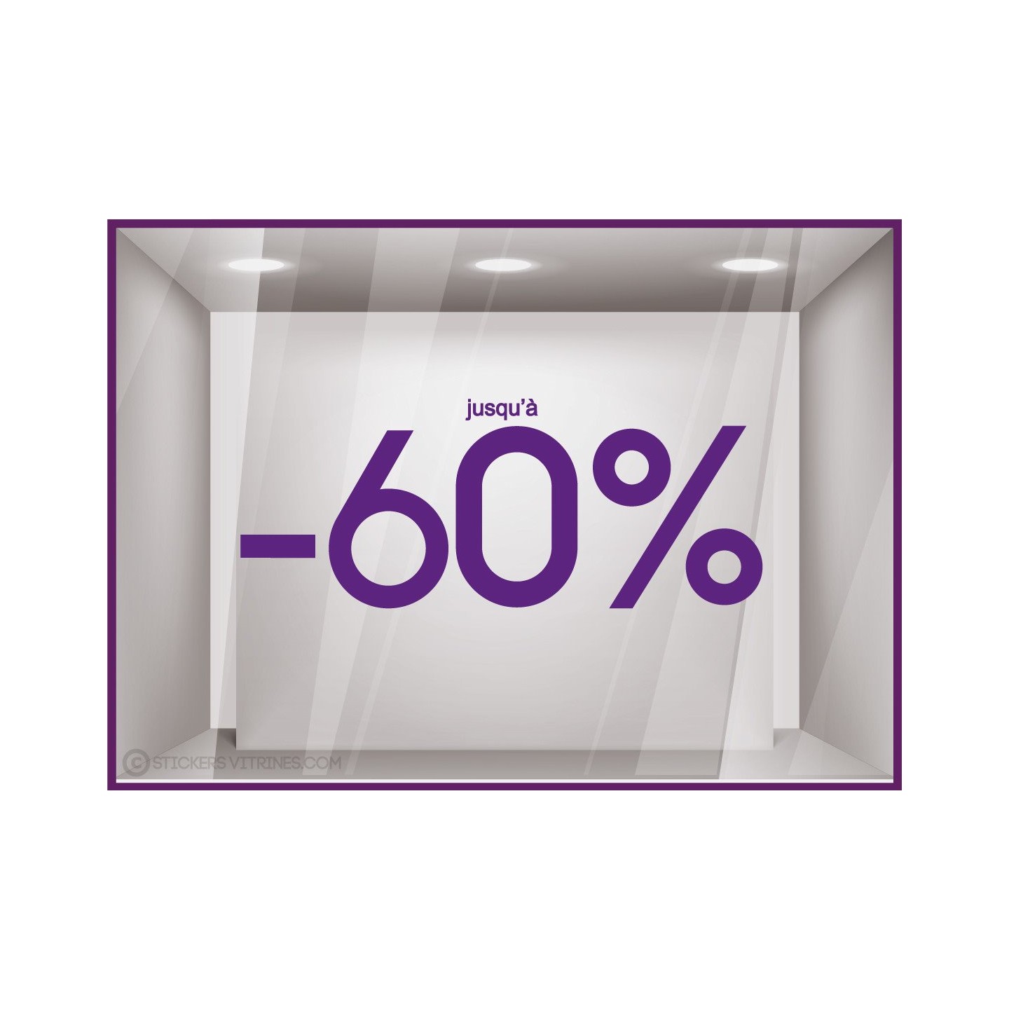 Sticker Jusqu'à -60% soldes vitrine vitrophanie liquidation 