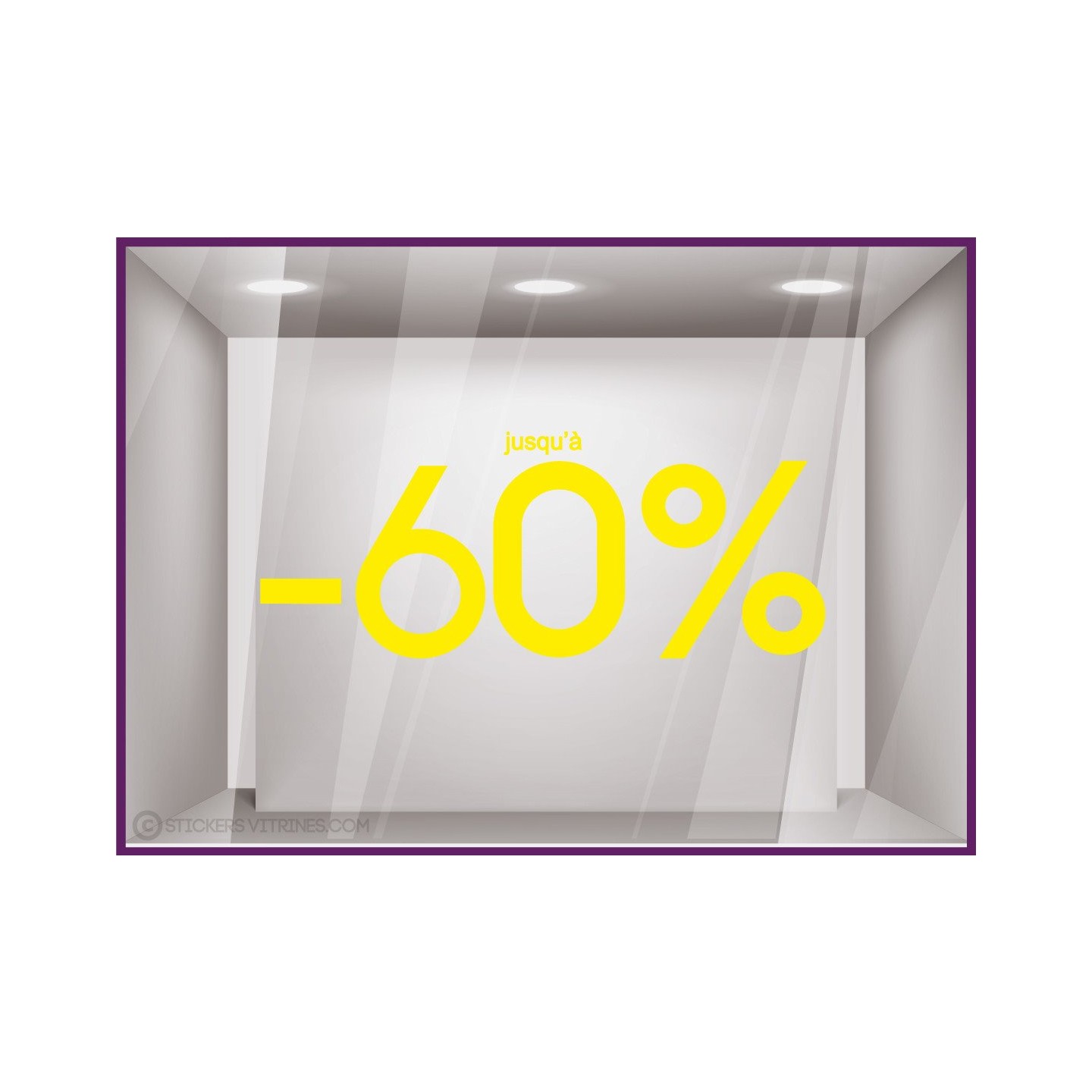 Sticker Jusqu'à -60% soldes vitrine vitrophanie liquidation 