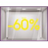 Sticker Jusqu'à -60% soldes vitrine vitrophanie liquidation 