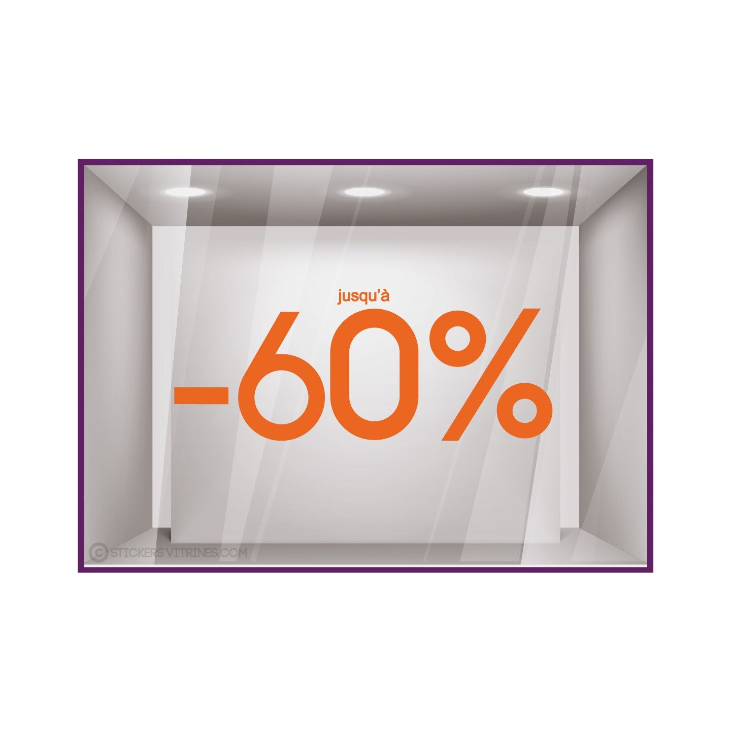 Sticker Jusqu'à -60% soldes vitrine vitrophanie liquidation 