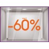 Sticker Jusqu'à -60% soldes vitrine vitrophanie liquidation 