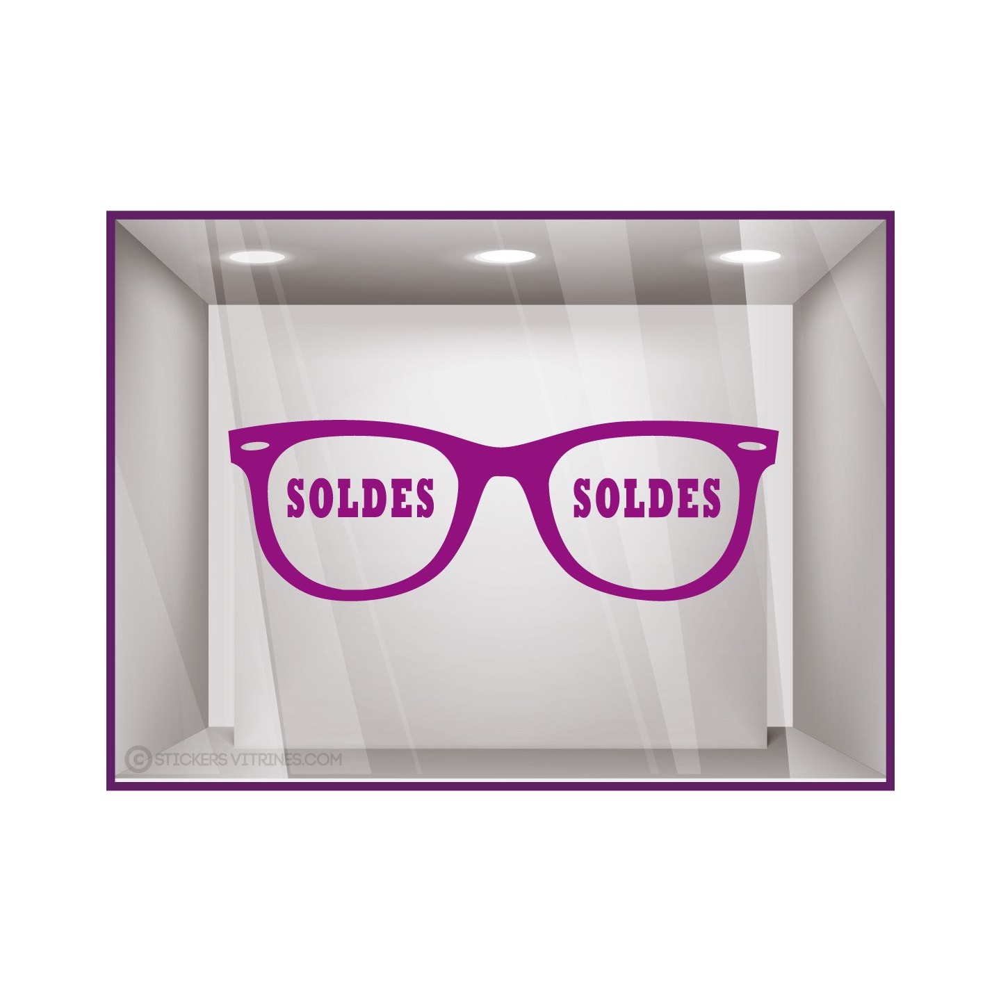 Sticker Soldes Opticien magasin enseigne stickers lunettes lettrage adhésif 