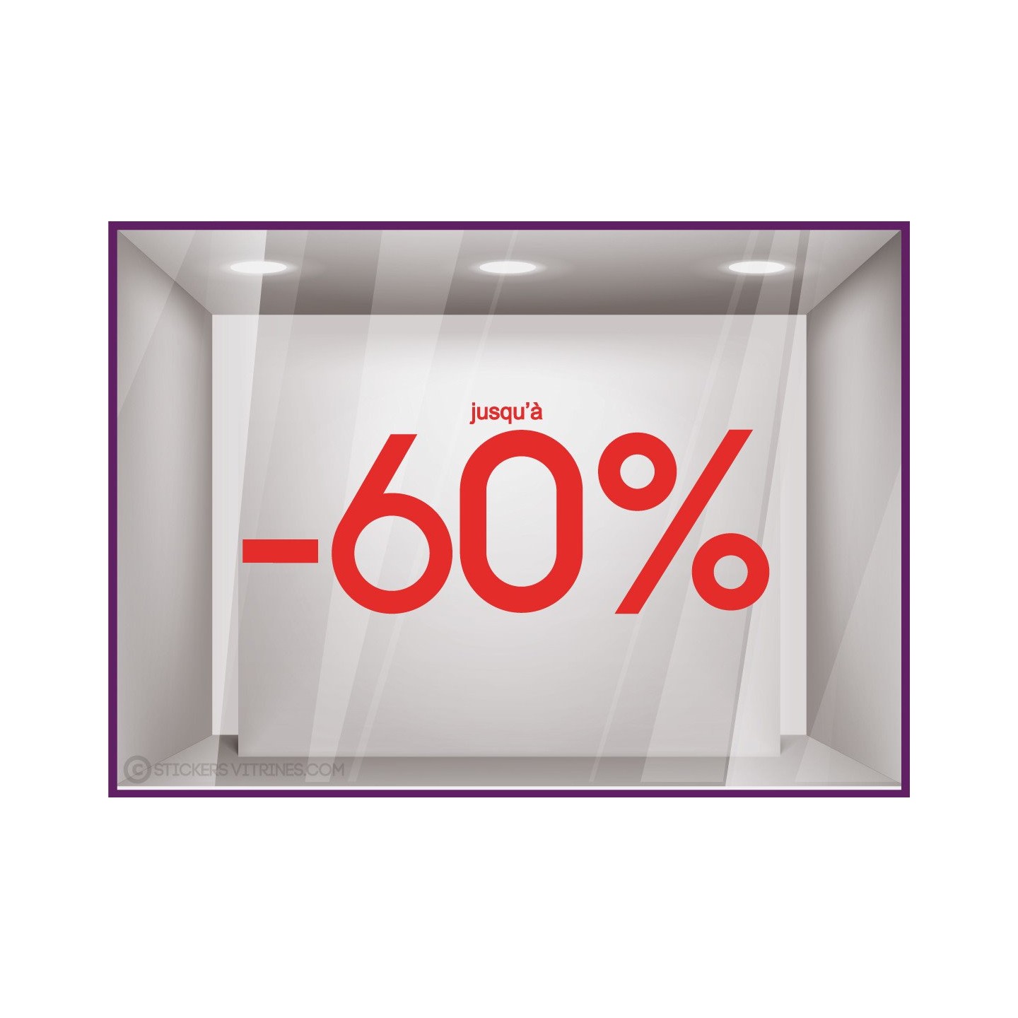 Sticker Jusqu'à -60% soldes vitrine vitrophanie liquidation 