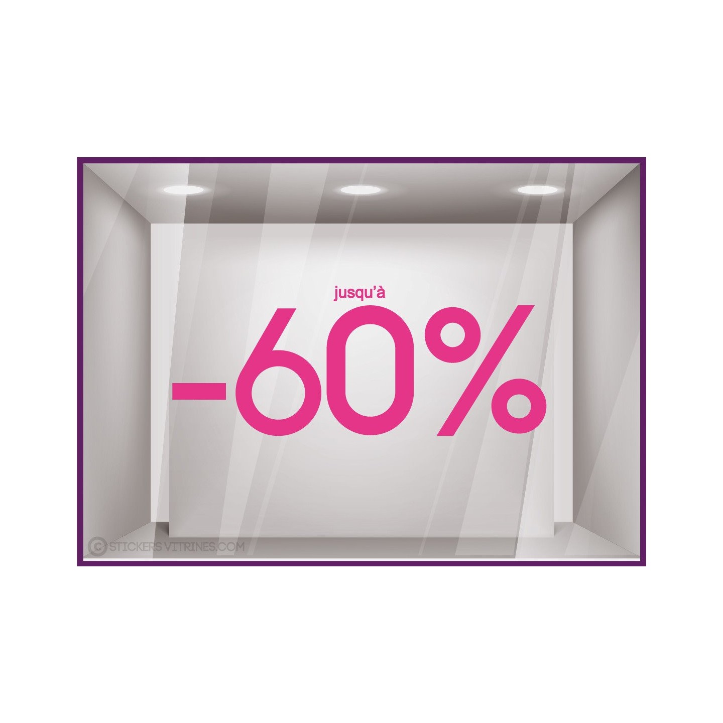 Sticker Jusqu'à -60% soldes vitrine vitrophanie liquidation 