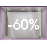 Sticker Jusqu'à -60% soldes vitrine vitrophanie liquidation 