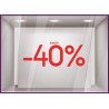 Sticker Jusqu'`a -40% vitrophanie autocollant pourcentage soldes lettrage promotion mode maroquinerie bijouterie