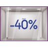 Sticker Jusqu'`a -40% vitrophanie autocollant pourcentage soldes lettrage promotion mode maroquinerie bijouterie