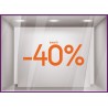 Sticker Jusqu'`a -40% vitrophanie autocollant pourcentage soldes lettrage promotion mode maroquinerie bijouterie