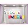 Sticker Soldes Dactylo Adhésif multicolore carré originale collez devanture de magasin commerce autocollant adhésif