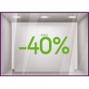 Sticker Jusqu'`a -40% vitrophanie autocollant pourcentage soldes lettrage promotion mode maroquinerie bijouterie